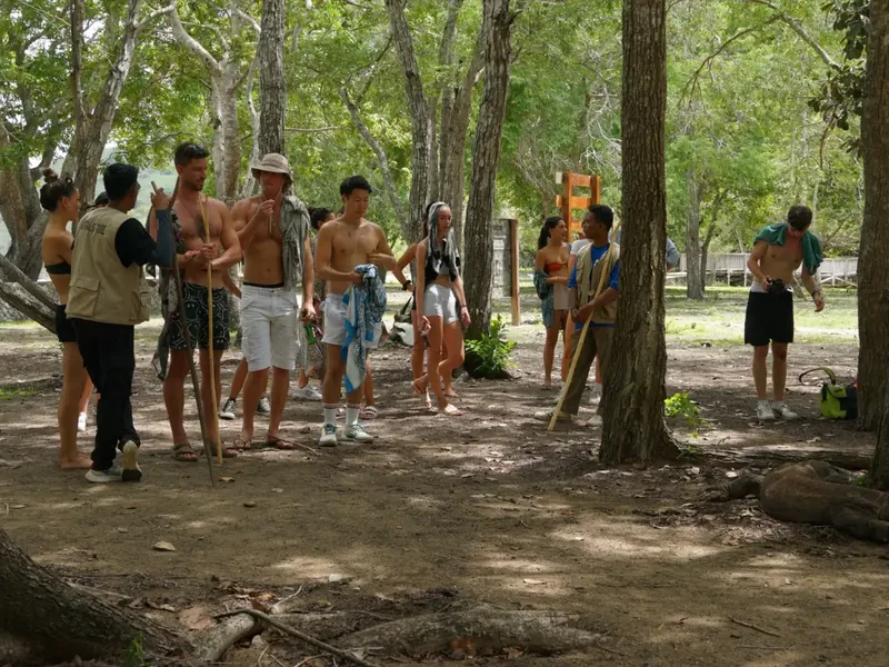 Guests on a guided Komodo island walk
