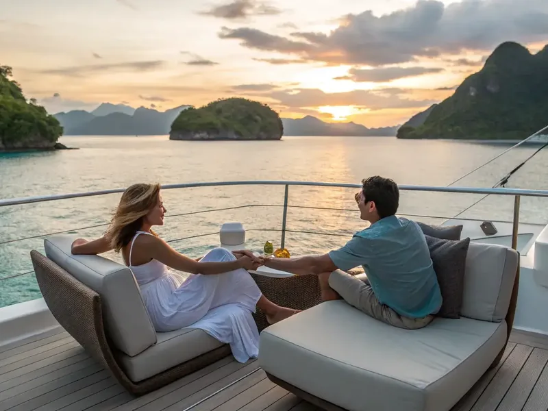 Guests seated on a yacht deck